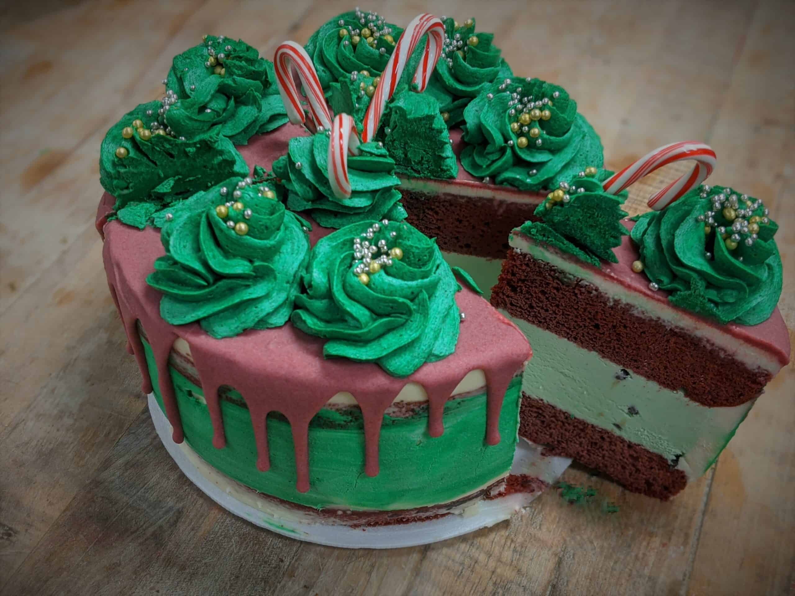 Christmas Ice Cream Cake Recipe - Pink Peppermint Ice Cream Cake